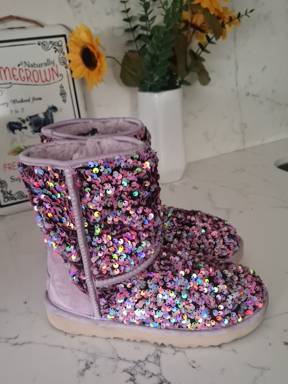 UGG Kids Sequin Boots - Lavender Multicolor Sparkle - Picture 4 of 8